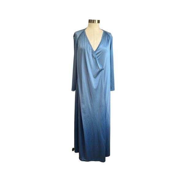 Vanity Fair Vintage Blue Nylon Nightgown & Robe Set Long Maxi Size 34 - Picture 2 of 13
